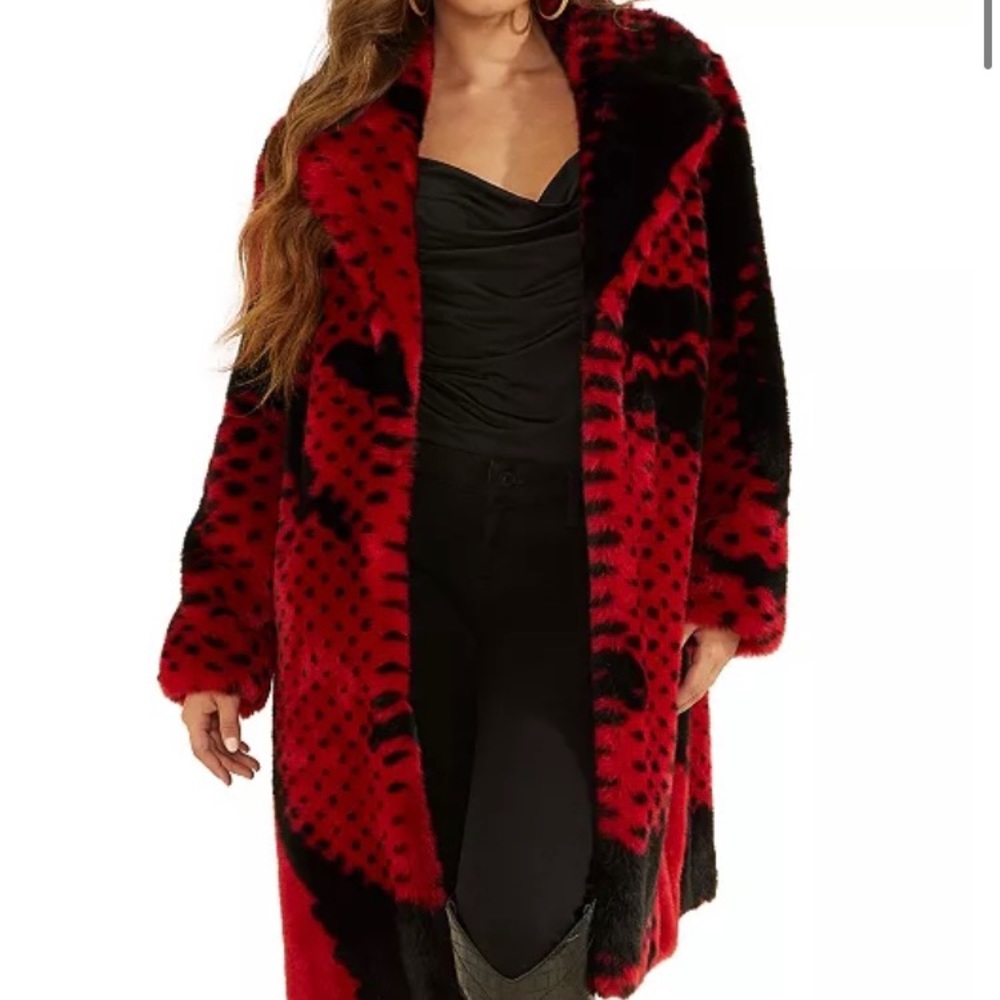 Guess paisley faux fur coat